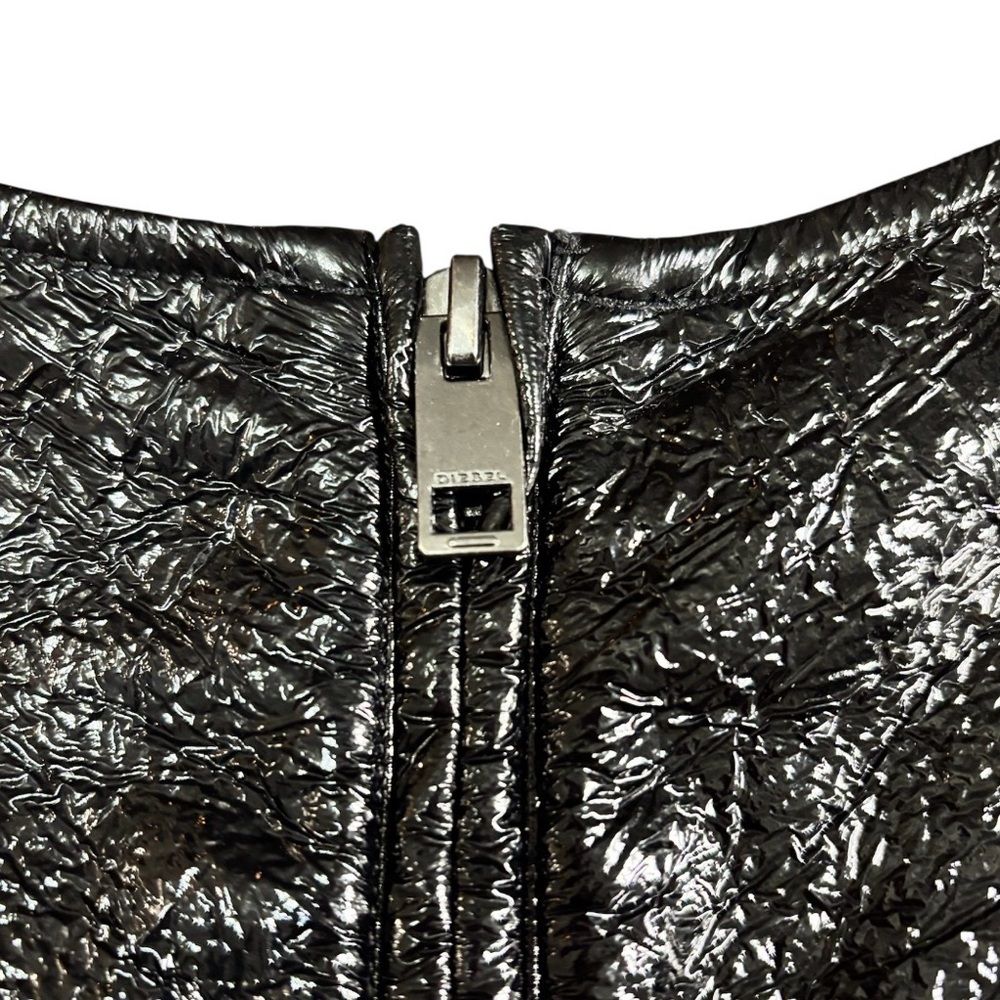 Diesel Vintage Y2K Faux Patent Leather Mini Dress Sleeveless Fit & Flare Sz S - Picture 6 of 6